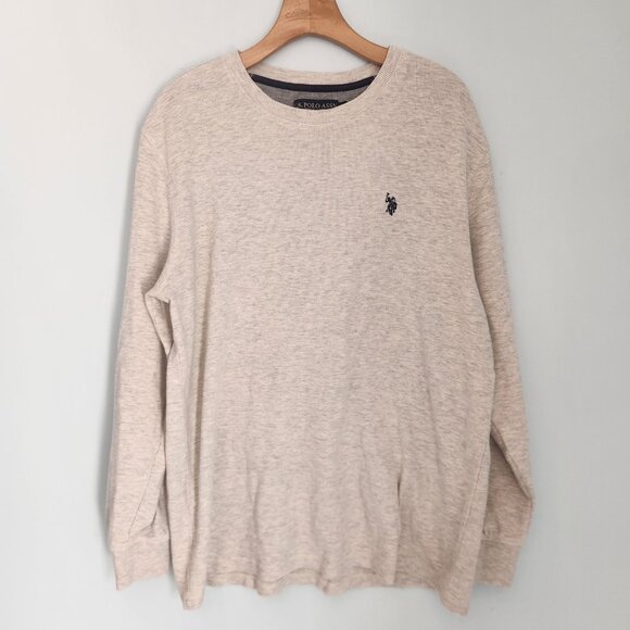 US Polo Assn. Waffle Knit Thermal Shirt Long Sleeve Sleep Shirt Ivory Mens XL - Picture 4 of 10